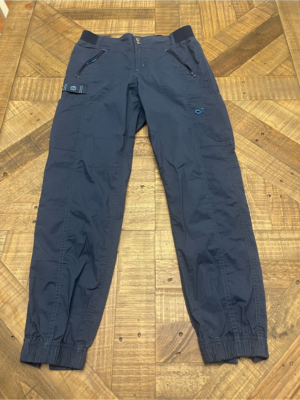 WonderWink "Spread Good Cheer" Cargo Jogger Scrub Pants Navy Blue Women's Size M